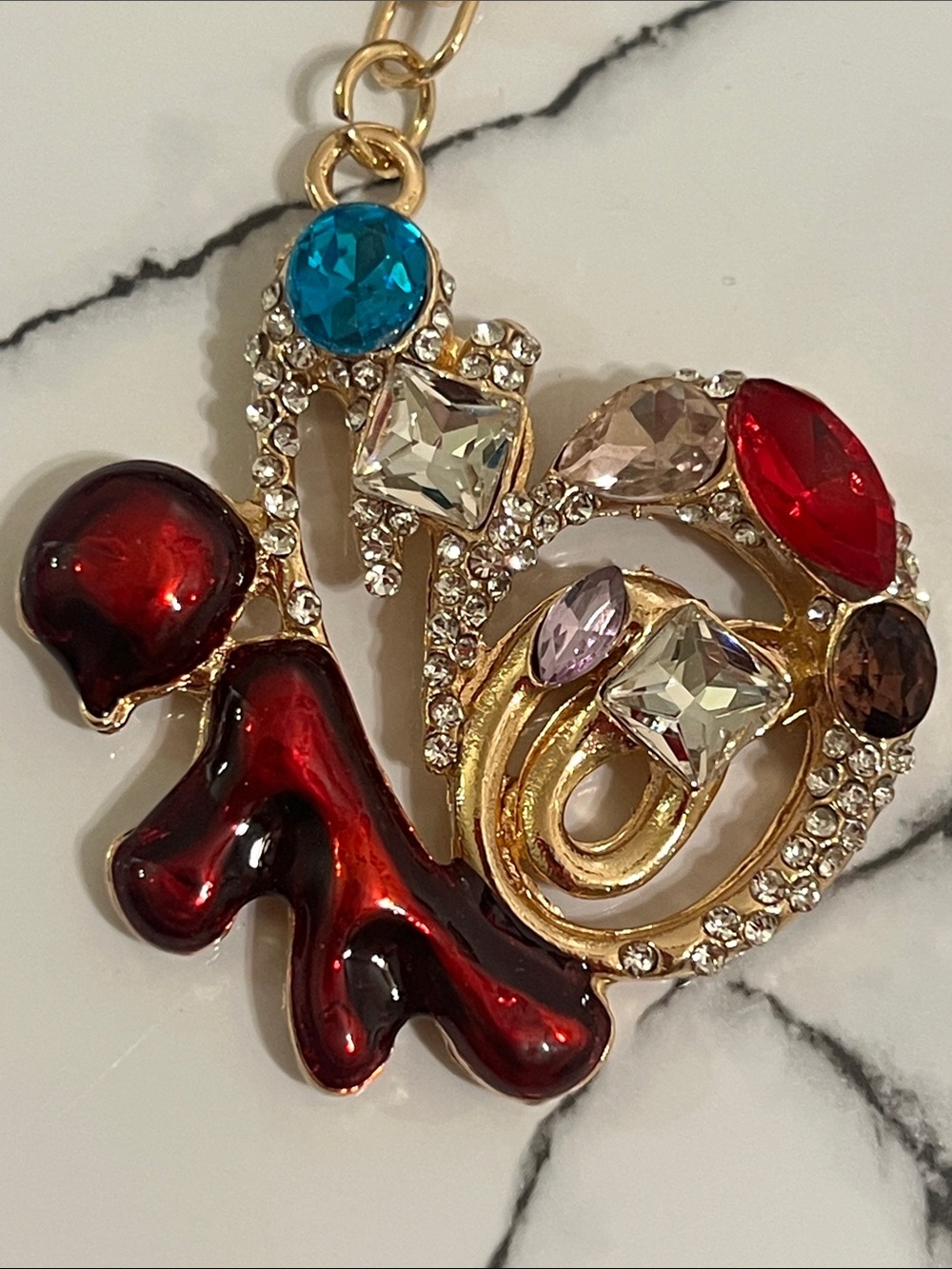 Fashion Jewelry Gold-Tone Multicolor Crystal Bag Charm Keychain - Picture 2 of 3